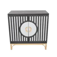 Art Deco Contemporary Mirrored Wood Cabinet Black - Olivia & May