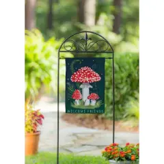 Welcome Friends Mushroom Garden Linen Garden Flag