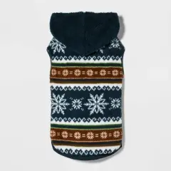 Snow Shoe Lodge Fairisle Faux Shearling Cat and Dog Hoodie - Blue/Brown - Wondershop&trade;