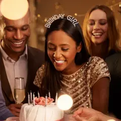 Unique Bargains Birthday Sash Headband Rose Gold Tone