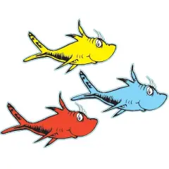 Eureka Dr. Seuss One Fish Two Fish Assorted Paper Cut Outs 36 Per Pack 3 Packs (EU-841218-3)