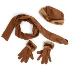 Women's Solid Fleece 3-Piece gloves scarf Hat Winter Set, 1 Pack Or 2 Pack