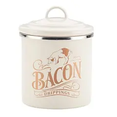 Ayesha Curry Enamel on Steel Bacon Grease Can Bacon Grease Container - 4 Inch, White