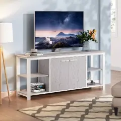 70 " Enclosed Storage TV Stand for TVs up to 75" Antique Oak - Home Essentials