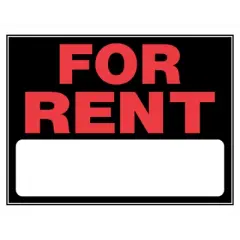 Hillman English Black For Rent Sign 15 in. H X 19 in. W - Case of 6