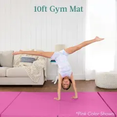 Best Choice Products 10ftx4ftx2in Folding Gym Mat 4-Panel w/ Carrying Handles & Folding Balance Beam