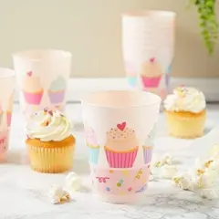 Sparkle and Bash 16 Pack Pink Plastic Tumbler Cups, Cupcake Party Decorations (16 oz)