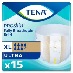 TENA Ultra Breathable Briefs, Incontinence, Heavy Absorbency, Unisex, XL, 15 Count, 4 Packs, 60 Total