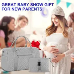 Itopfox Large Tote Diaper Bag for Mom and Baby, Hospital Bag for Twins or 2 Kids, Multi-Pocket Travel Diaper Bag with Insulated Bottle Pockets