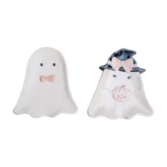 Transpac Dolomite Pearlized Bow Tie Ghost Spoon Rest Ceramic Halloween Tabletop Dishware for Spooky Season Entertaining