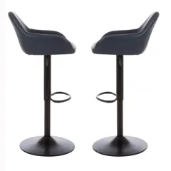 Set of 2 Mid Century Modern Leatherette Gaslift Adjustable Swivel Barstool - Glitzhome