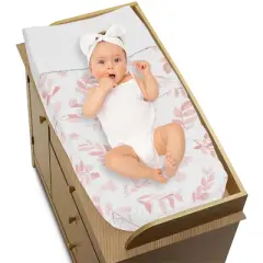 Sweet Jojo Designs Girl Changing Pad Cover Botanical Pink and White