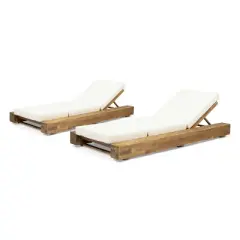 Christopher Knight Home Daphne Patio Adjustable Acacia Wood Chaise Lounge with Cushion (Set of 2)