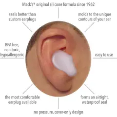Mack's Pillow Soft Silicone Putty Earplugs 6 Pair