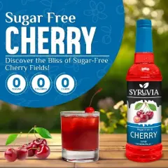 Syruvia Sugar Free Cherry Syrup - 25.4 fl oz. Premium Flavoring Syrup For Coffee