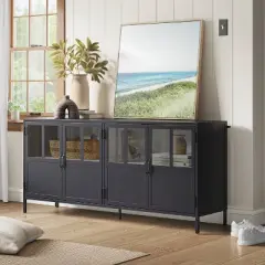 Half Glass TV Stand for TVs up to 60" Black - Threshold&trade;