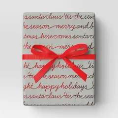 30&rdquo; 20 sq ft Christmas Roll Wrap Holiday Sentiments on Grey - Wondershop&trade;