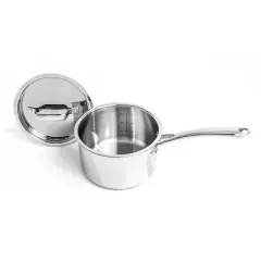 BergHOFF Professional Tri-Ply 18/10 Stainless Steel 8" Saucepan with Stainless Steel Lid 3.3Qt.