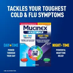 Mucinex FAST-MAX - Day/Night Cold & Flu Liquid Gel Caplet - 24ct