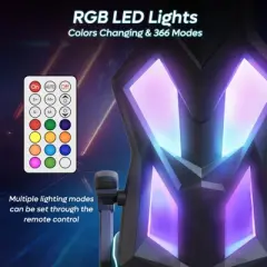 Bestier Breathable Fabric Gaming Chair with RGB LED Lighting and Adjustable Armrests