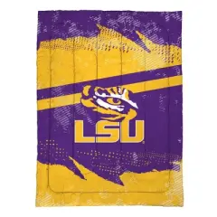 NCAA LSU Tigers Slanted Stripe Twin Bedding Set in a Bag - 4pc