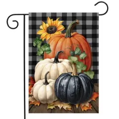 Briarwood Lane Fall Garden Flag 12x18 For Outdoor Fall Checkered Pumpkins For Fall Garden Flag Flags For Outside