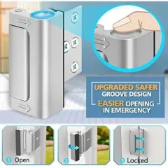 DOMETOUR Home Security Reinforcement Door Lock, Childproof, 800 lbs Strength, Extra Latch for Inward Swing Apartment Doors