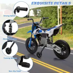 12V Kids Dirt Bike, Electric Ride on Motorcycle with Training Wheels
