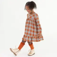 RuffleButts Toddler Girls Long Sleeve Ruffle Hem Dress