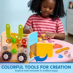 51PCS Kids Wooden Educational Tool Set for Boys Girls, Montessori Toys for 3 4 5 6 Year Old, Learning Construction Toys, Christmas Birthday Gift