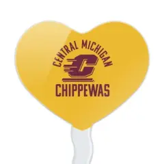NCAA Central Michigan University Chippewas Heart Love Cupcake Picks Toppers Decoration Set of 6