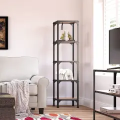 59.25" Overland Bookshelf Wood and Black Metal - Serta