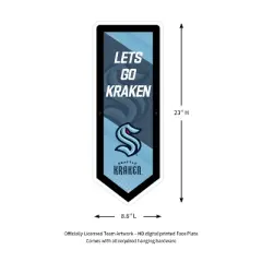 Evergreen Ultra-Thin Glazelight LED Wall Decor, Pennant, Seattle Kraken- 9 x 23 Inches Made In USA