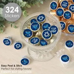 Big Dot of Happiness Hanukkah Menorah - Chanukah Holiday Party Small Round Candy Stickers - Party Favor Labels - 324 Count