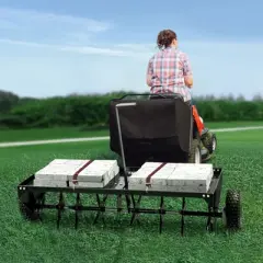 VEVOR Tow Behind Plug Aerator, 48-Inch Tow Behind Lawn Plug Aerator with Universal Hitch, Black