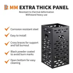 COZONY 63 Gallon Steel Burn Barrel, Heavy Duty Garden Waste Incinerator with 2 Handles, Black