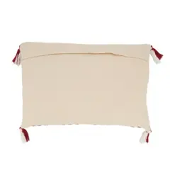 Saro Lifestyle Tasseled Plaid Outdoor Poly Filled Throw Pillow