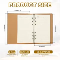 Unique Bargains Refillable PU Leather 6 Ring Hardcover Durable Notebook 2 Pcs