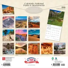BrownTrout Colorado National Parks and Monuments 2026 12"x24" Hanging Square Wall Calendar Plastic-Free