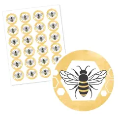Big Dot of Happiness Little Bumblebee - Bee Baby Shower or Birthday Party Circle Sticker Labels - 24 Count