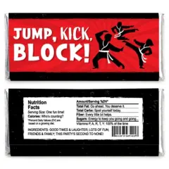 Big Dot of Happiness Karate Master - Candy Bar Wrapper Martial Arts Birthday Party Favors - Set of 24