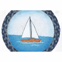 Earth Rugs Boat Printed Round Jute Trivet &ndash; 10" Coastal Nautical Design, Heat-Resistant Rustic Table Protector