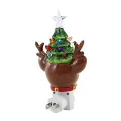 Christmas Reindeer With Tree Night Light  -  One Night Light 6.5 Inches -  Star Bulbs  -  Mx184788  -  Ceramic  -  Multicolored