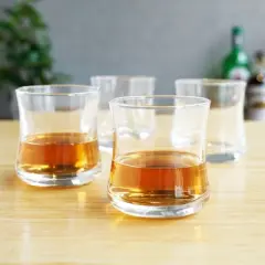 True Bourbon Glasses, Tumblers for Whiskey, Scotch, Curved Stylish Whisky Sipping Glass, 10 Ounce, set of 4
