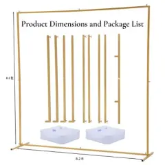 8x8 FT Square Wedding Backdrop Stand, Metal Balloon Arch Stand for Party and Ceremony, Square