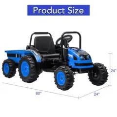 Garvee 12V Kids Ride On Tractor with Trailer, Electric Tractor with Remote Control,Safety Belt,for Boys Girls