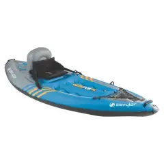 Sevylor K1 QuikPak 1 Person Kayak with 21 Gauge PVC Inflatable Coverless Sit On Top Design with Integrated Backpack for Quick Set Up and Storage, Blue