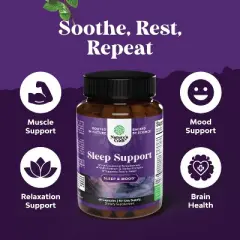 Sleep Support Capsules, Supports Healthy Rest, Non Addictive Supplement with Magnesium L-Theanine GABA, Nature's Craft, 60ct