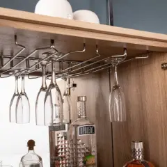 Befail Tall Bar Cabinet with Wine Storage Natural/Chrome - Aiden Lane