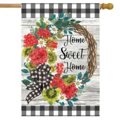 Geranium Wreath Summer House Flag 28" x 40" Briarwood Lane